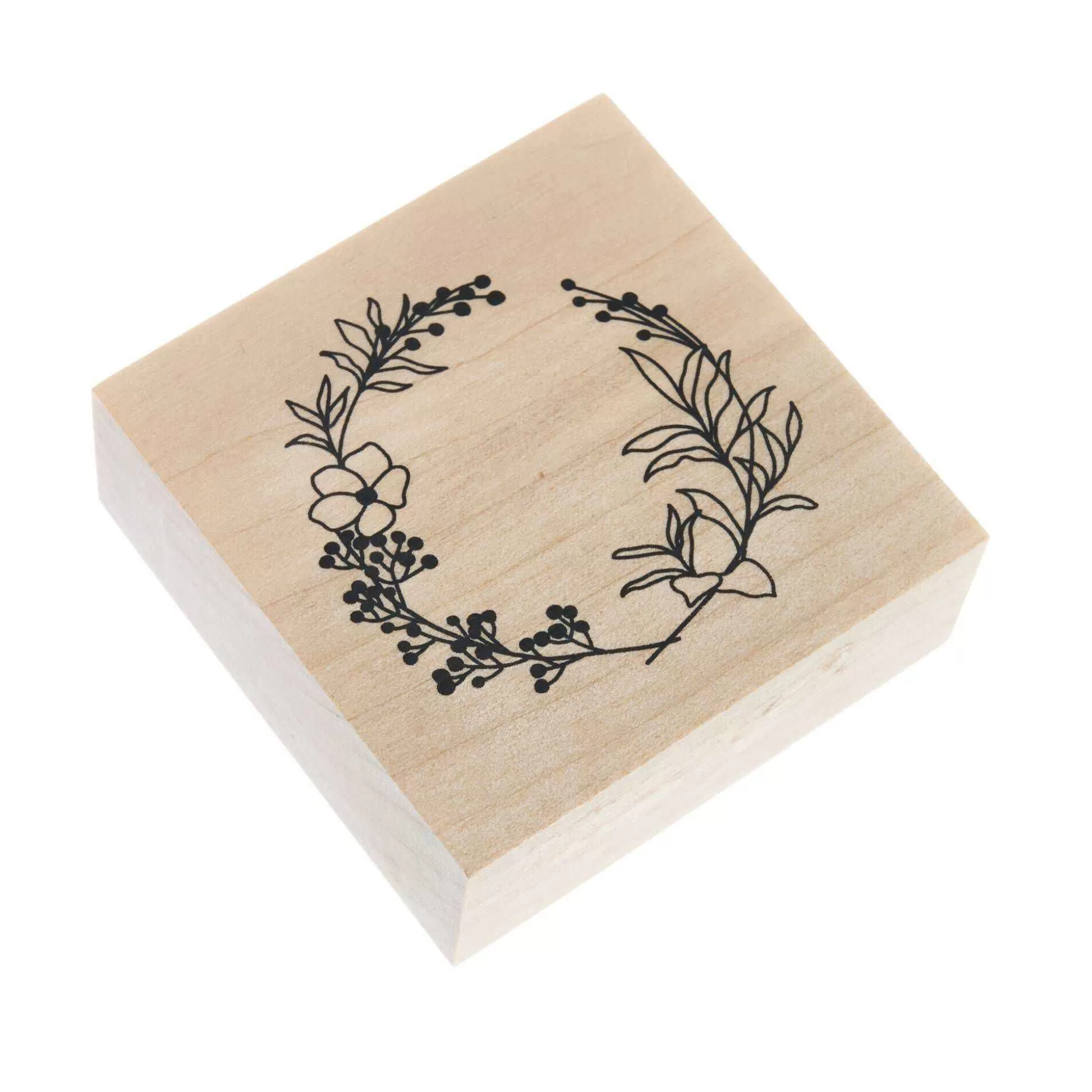 Wreath Wooden Stamp 5Cm X 5Cm-Hobbycraft Fashion