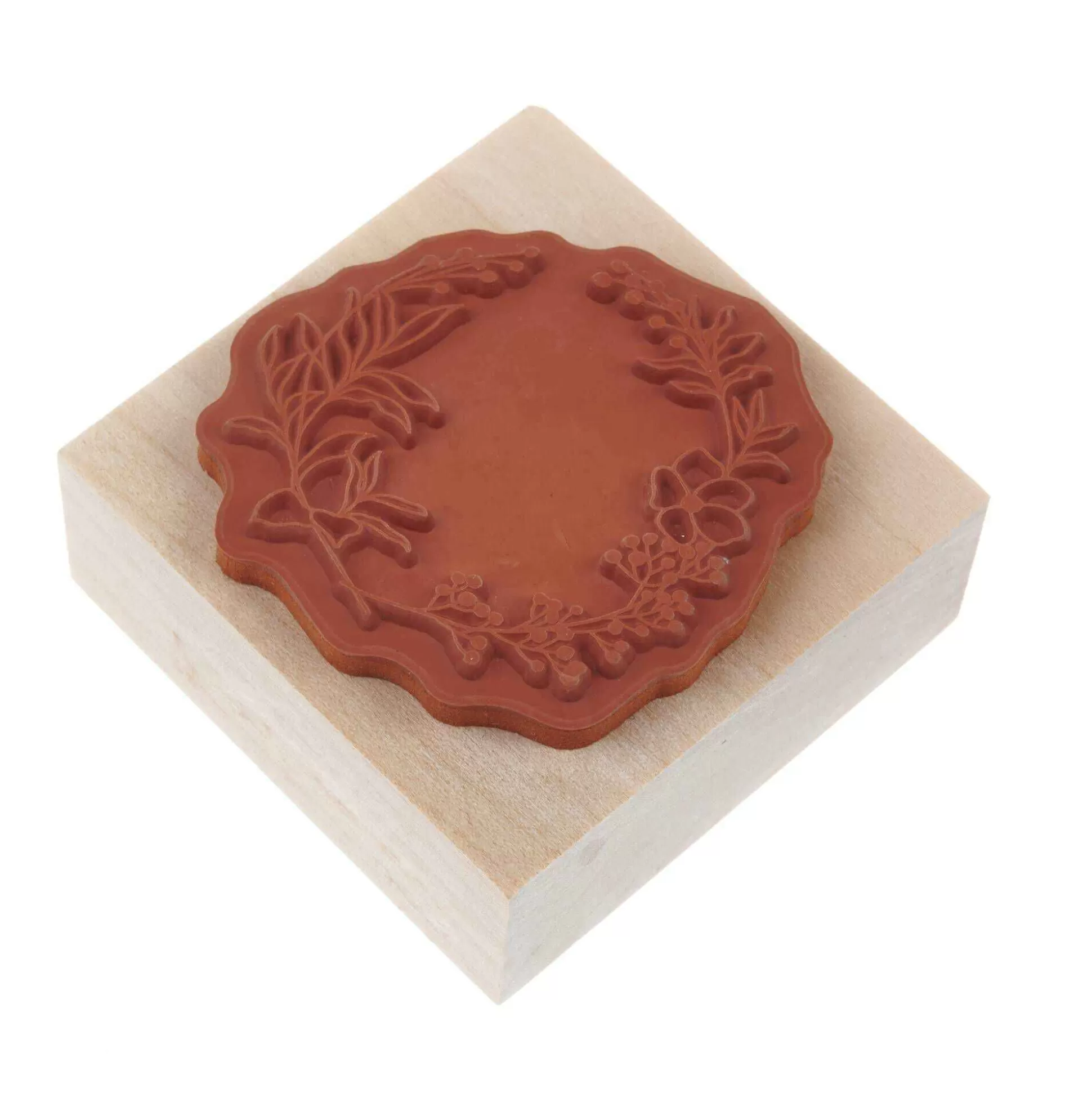 Wreath Wooden Stamp 5Cm X 5Cm-Hobbycraft Fashion